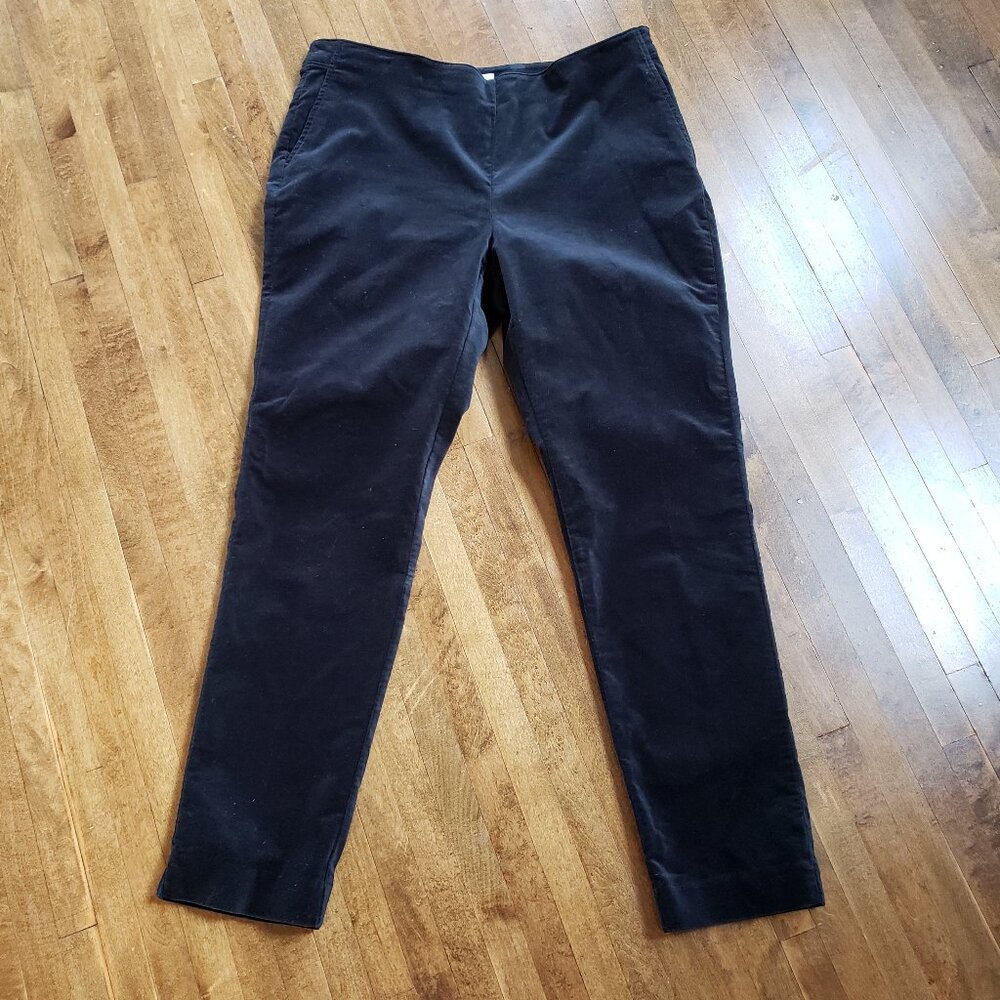 J. Jill Velvet Pants Women's 14 Black Side Zip Closure Front Pockets Stretch